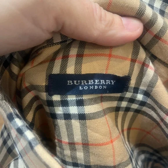 Burberry Beige and Black Plaid Button Down Shirt - Picture 8 of 9